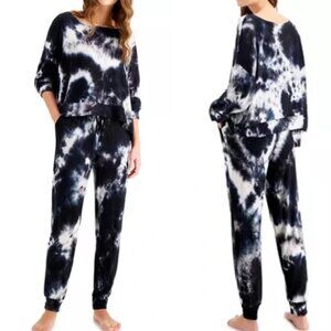 NWT JENNI Women's Black Tie-Dyed Loungewear Set Tie Dye Size Large